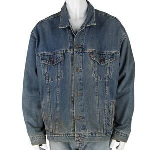 Vintage Levi's Trucker Blanket Lining Hipster Rock Grunge Denim Jean Jacket